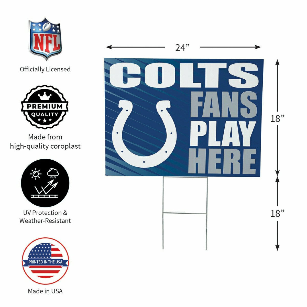 Indianapolis Colts Coroplast Yard Sign "Fans Play Here" - NFL Home