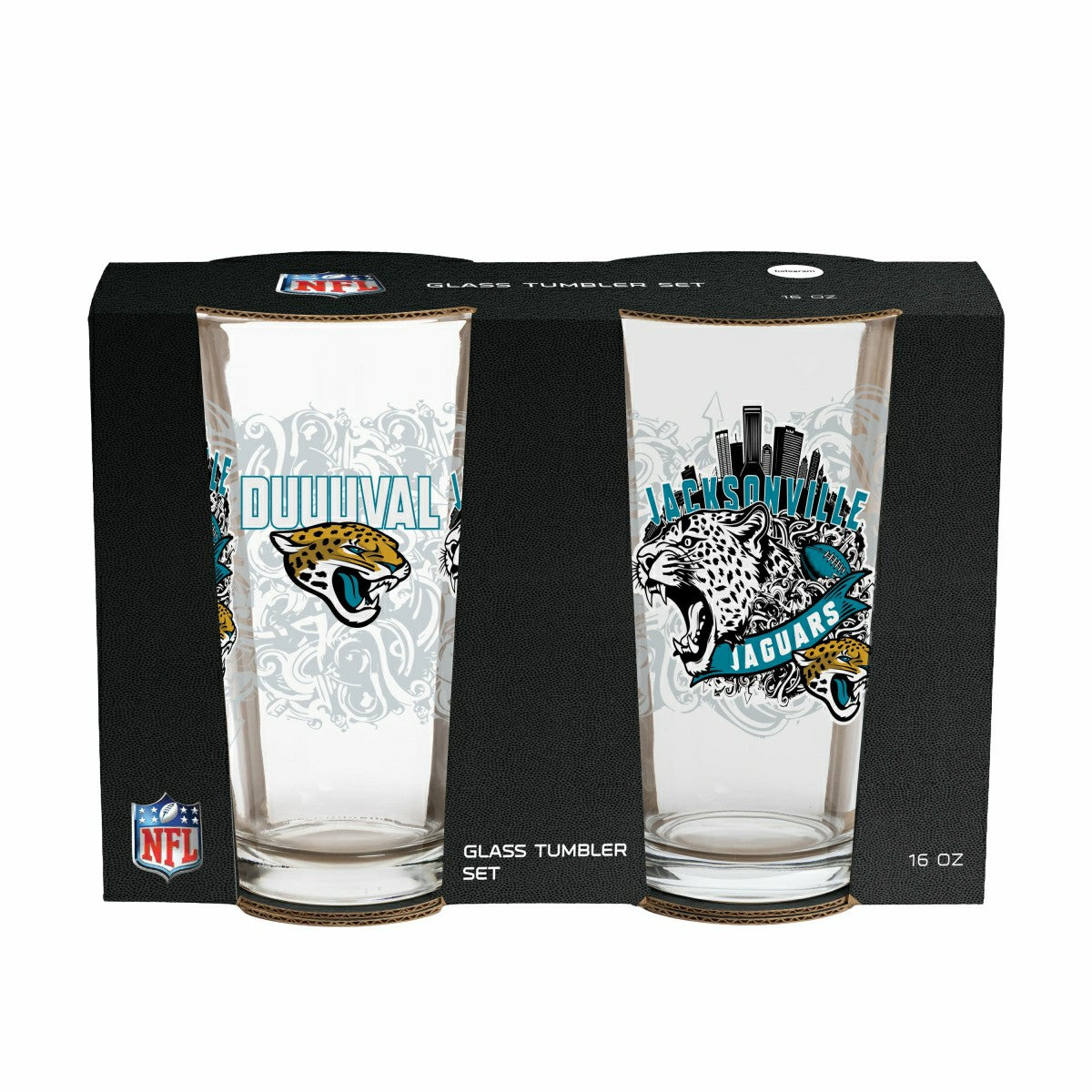 Jacksonville Jaguars 16oz Glass pint, Set of 2 - NFL Home