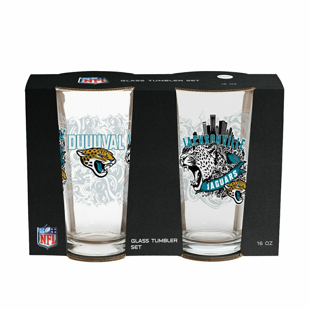 Jacksonville Jaguars 16oz Glass pint, Set of 2 - NFL Home