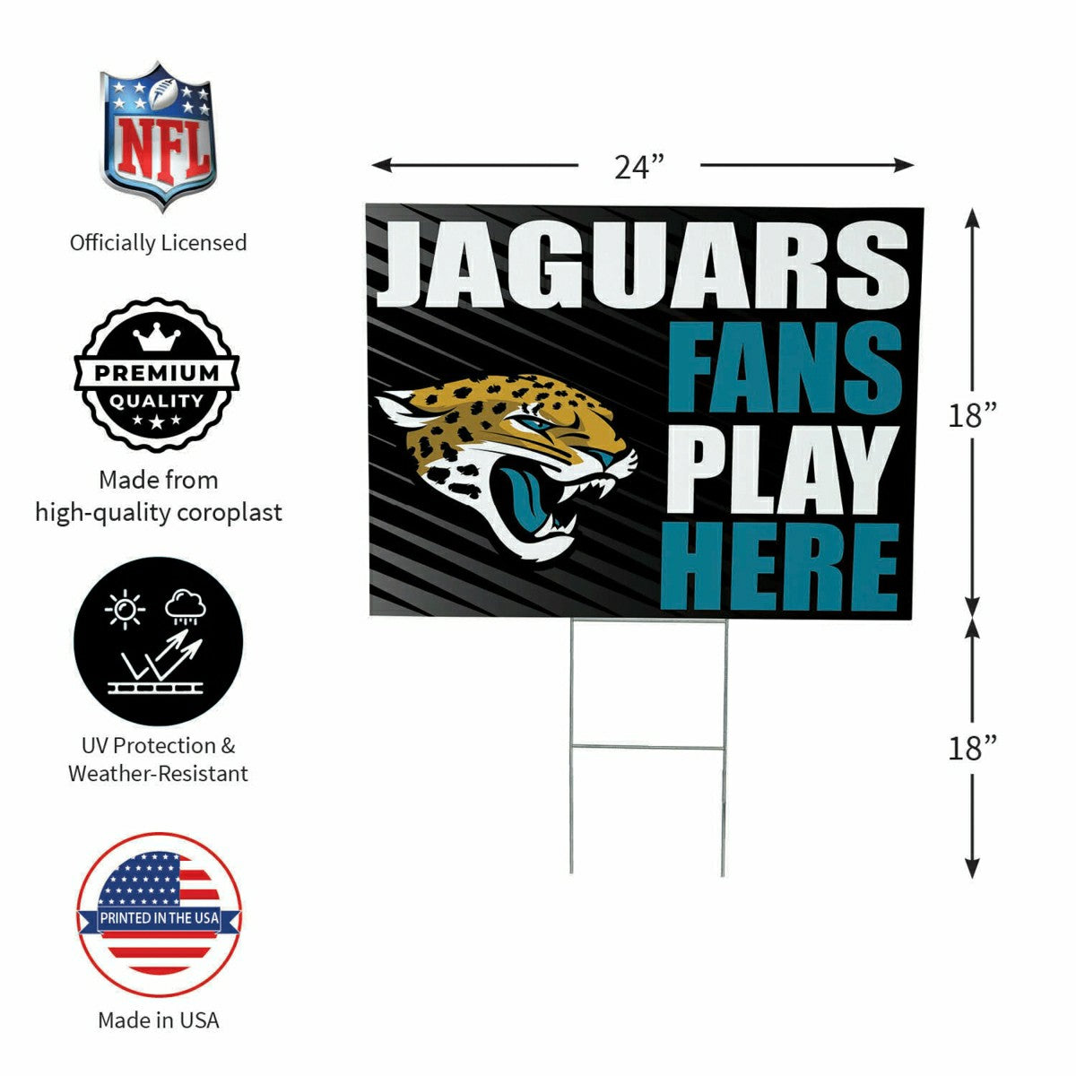 Jacksonville Jaguars Coroplast Yard Sign "Fans Play Here" - NFL Home