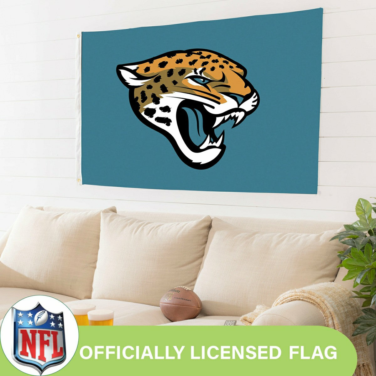 Jacksonville Jaguars Single Sided Flag w/ 2 Grommets, 3'x5' - NFL Home