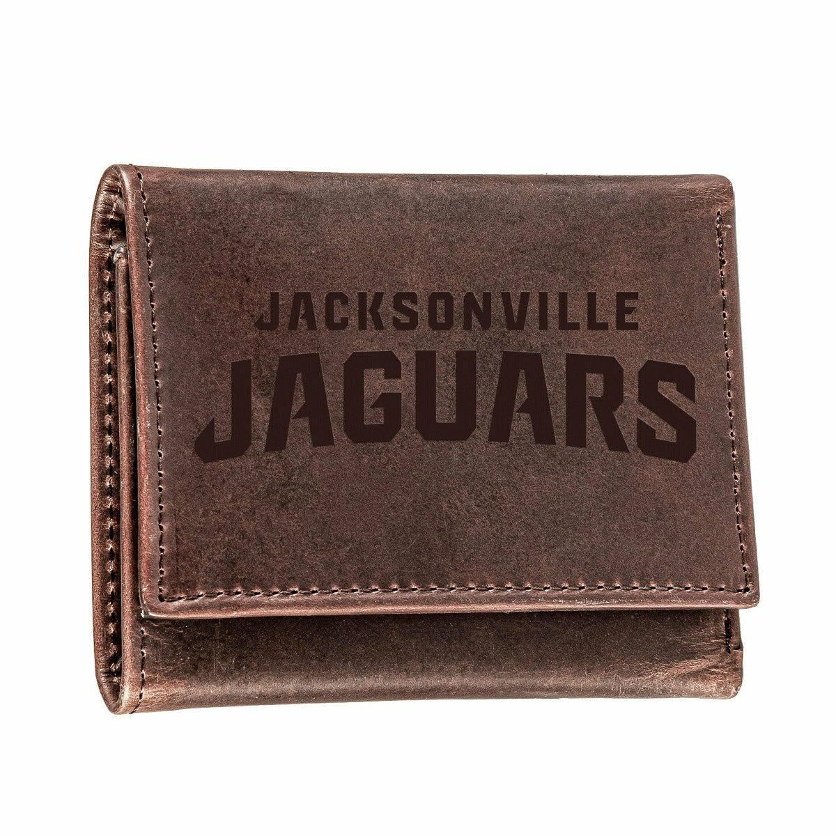 Jacksonville Jaguars, Tri-Fold Wallet, Brown, CH, 100% Genuine Leather - NFL Home