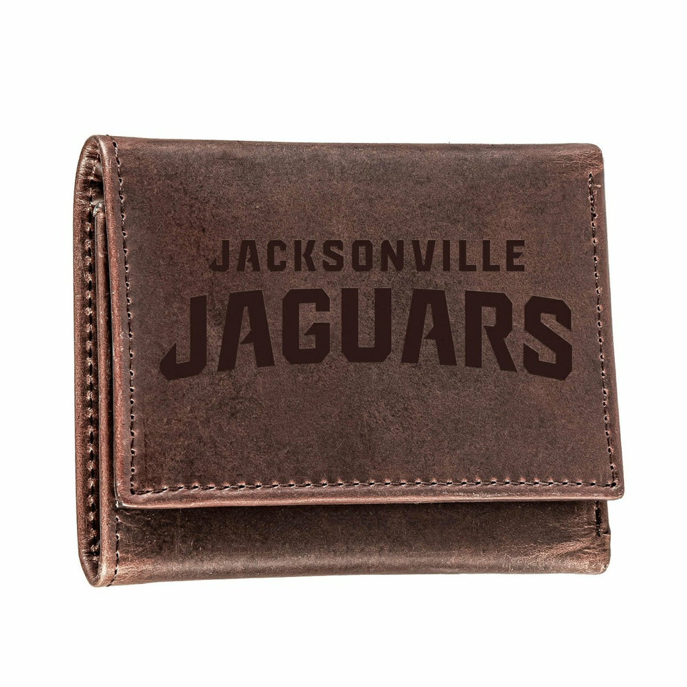 Jacksonville Jaguars, Tri-Fold Wallet, Brown, CH, 100% Genuine Leather - NFL Home