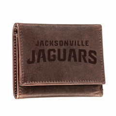 Jacksonville Jaguars, Tri-Fold Wallet, Brown, CH, 100% Genuine Leather - NFL Home