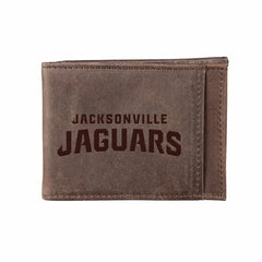 Front Pocket Wallet w/ RFID Blocking, Jacksonville Jaguars, Brown - NFL Home