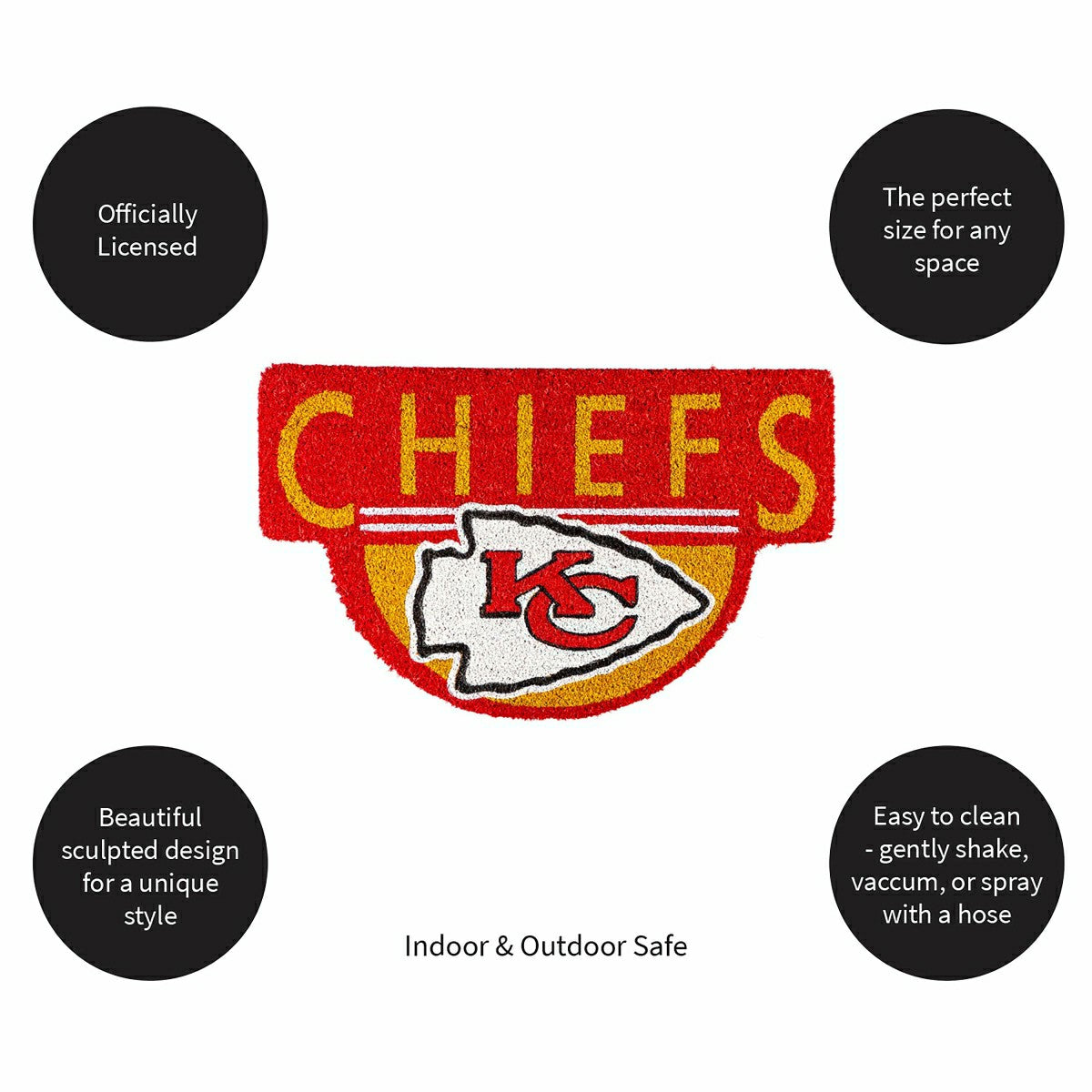 NFL Shaped Coir Door Mat, Chiefs - NFL