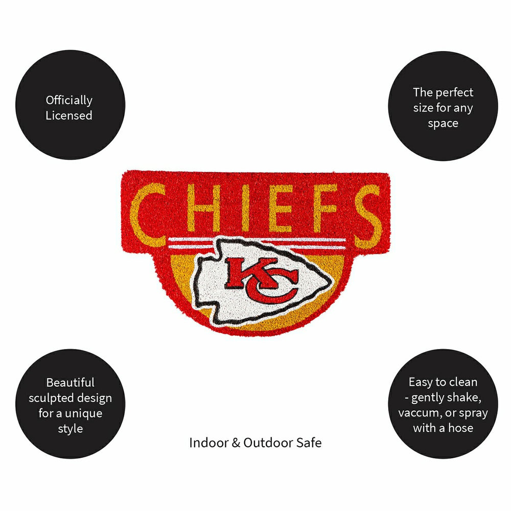 NFL Shaped Coir Door Mat, Chiefs - NFL