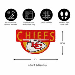 NFL Shaped Coir Door Mat, Chiefs - NFL
