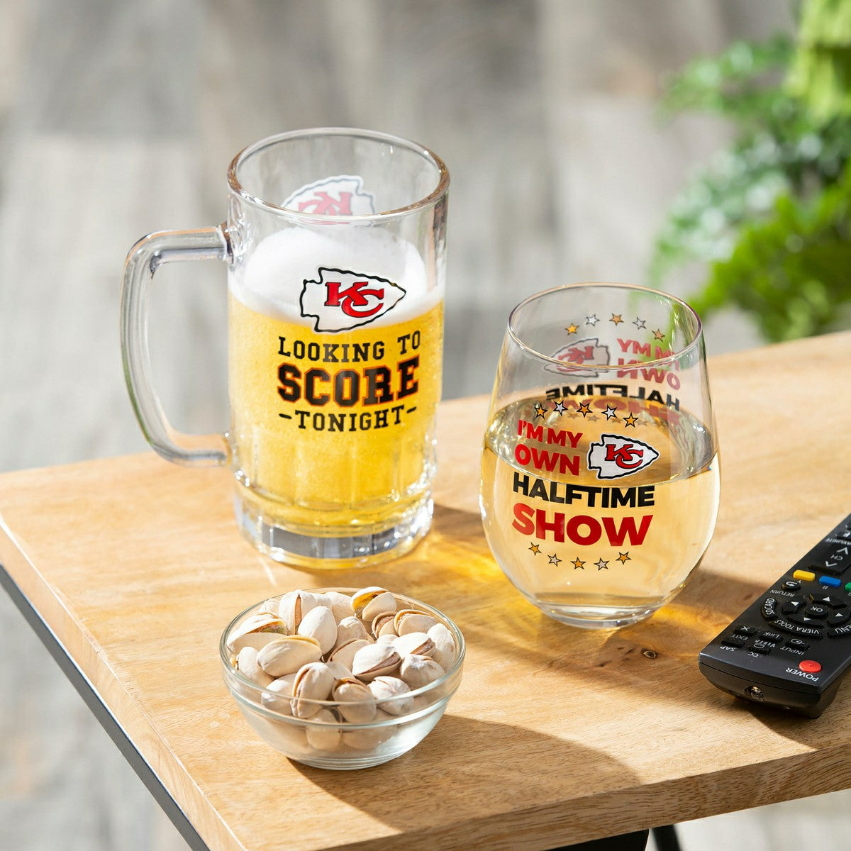 Kansas City Chiefs, Stemless 17OZ Wine & Beer 16 OZ Gift Set - NFL