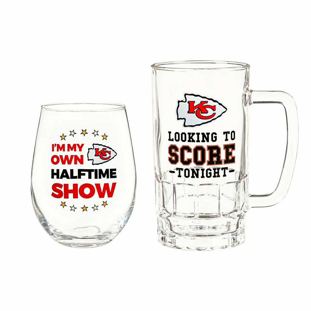 Kansas City Chiefs, Stemless 17OZ Wine & Beer 16 OZ Gift Set - NFL