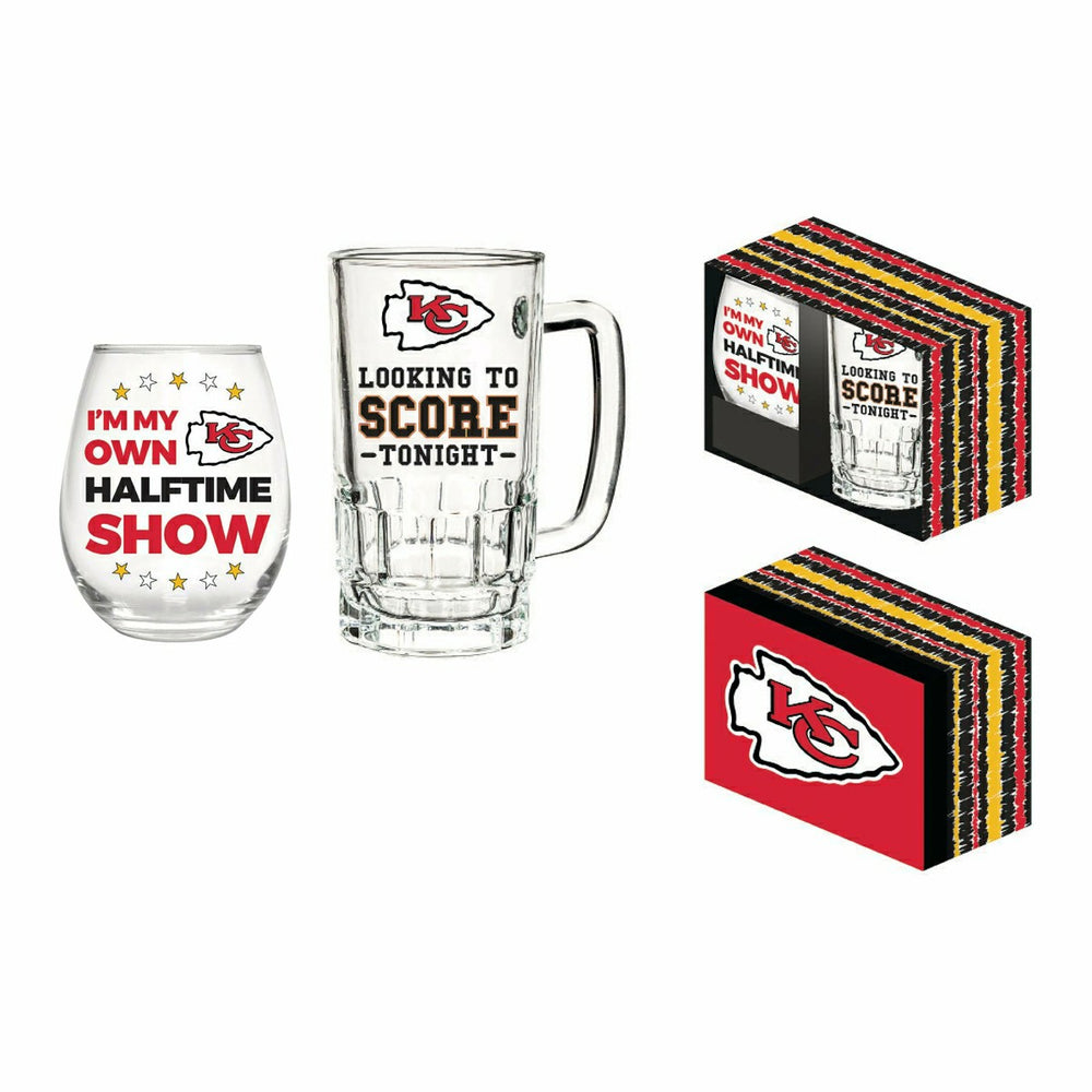 Kansas City Chiefs, Stemless 17OZ Wine & Beer 16 OZ Gift Set - NFL