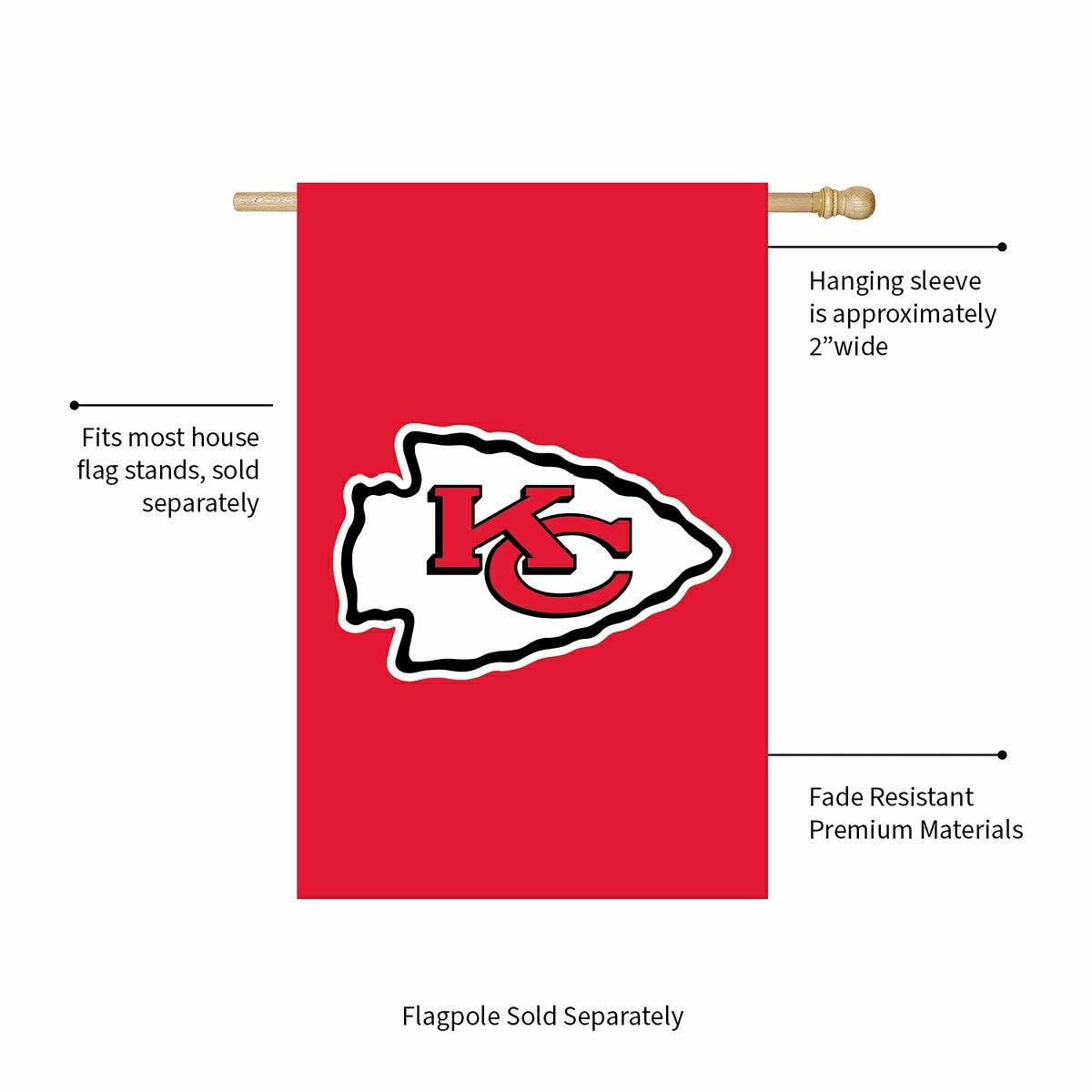 Kansas City Chiefs Applique House Flag - NFL Home