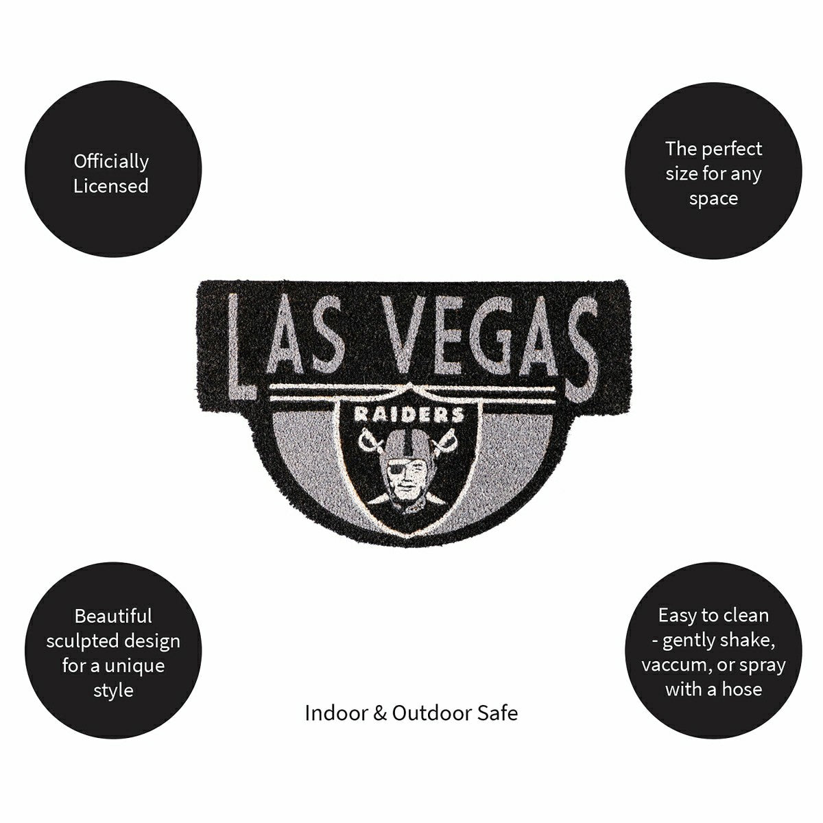 NFL Shaped Coir Door Mat, Raiders - NFL