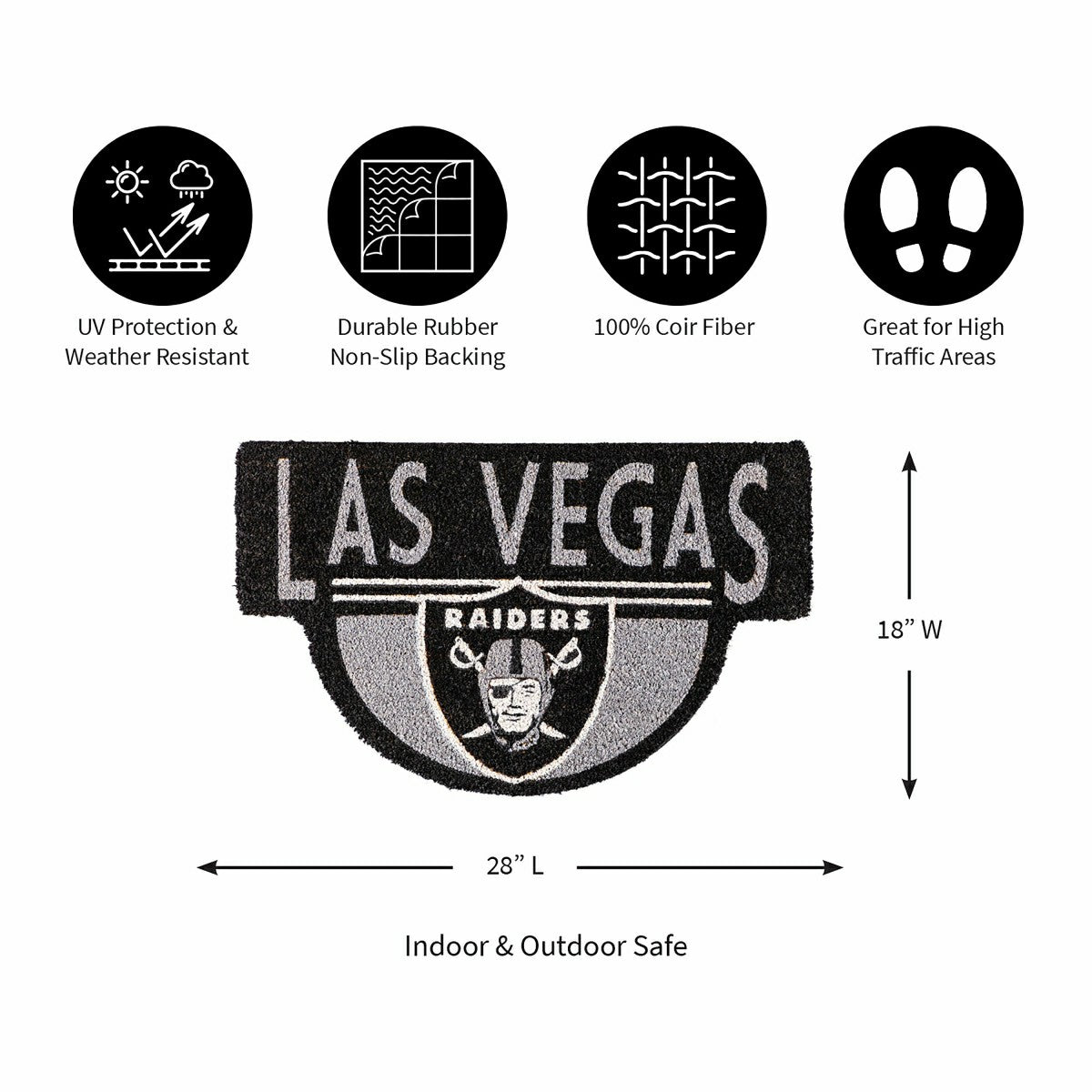NFL Shaped Coir Door Mat, Raiders - NFL