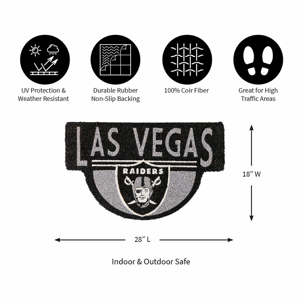 NFL Shaped Coir Door Mat, Raiders - NFL