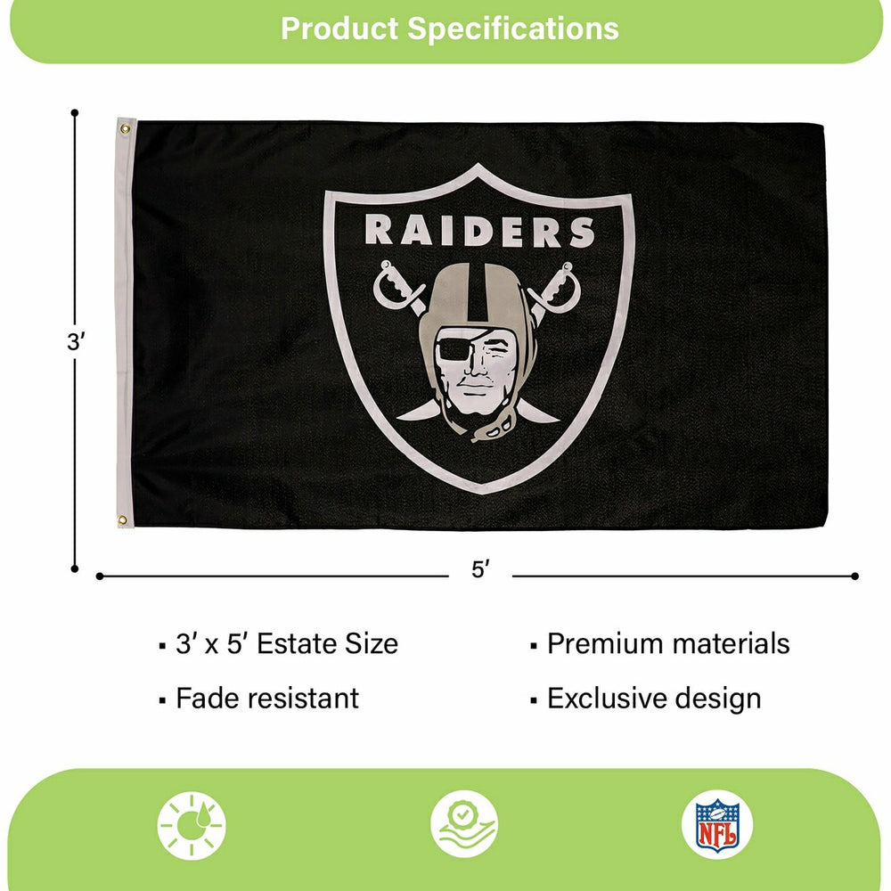 Las Vegas Raiders Single Sided Estate Flag with 2 Grommets, 3'x5' - NFL Home
