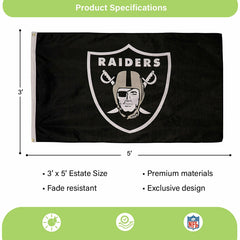 Las Vegas Raiders Single Sided Estate Flag with 2 Grommets, 3'x5' - NFL Home