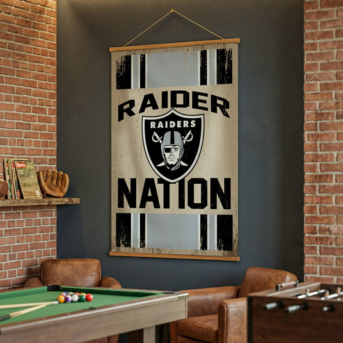Las Vegas Raiders, Canvas Wall Tapestry, Large, 54x36 - NFL Home