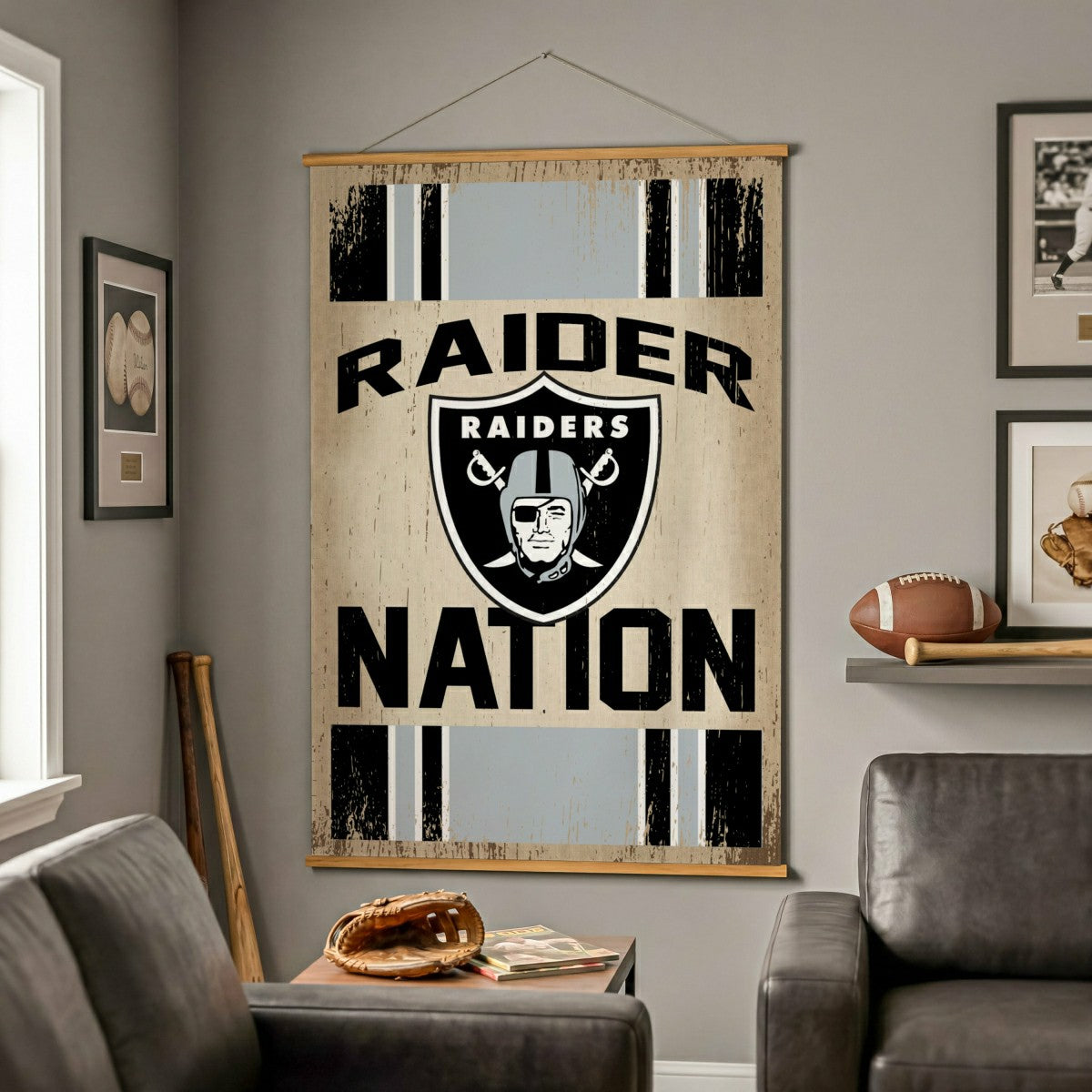 Las Vegas Raiders, Canvas Wall Tapestry, Large, 54x36 - NFL Home