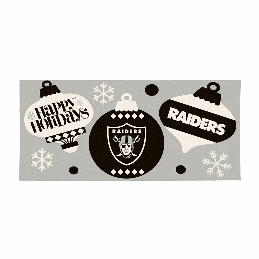 Las Vegas Raiders Holiday Flocked Coir Sassafras Switch Mat, 22"x10" - NFL