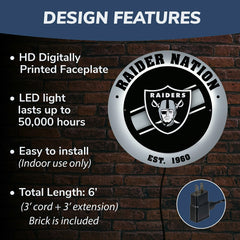 LAS VEGAS RAIDERS, Metal Lite, Round - NFL