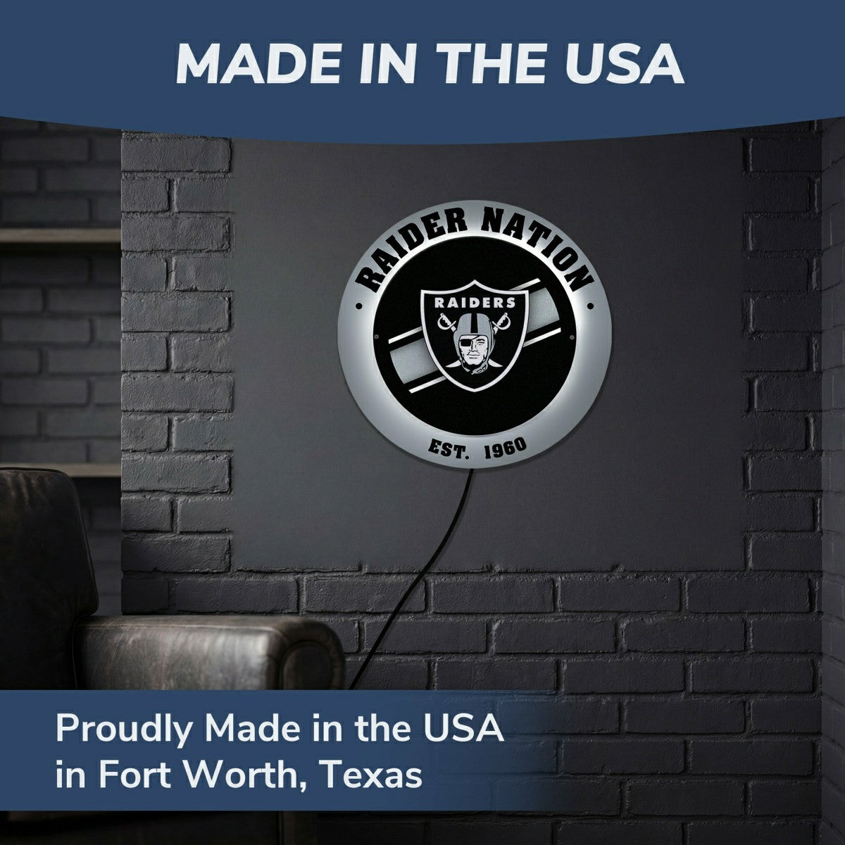 LAS VEGAS RAIDERS, Metal Lite, Round - NFL