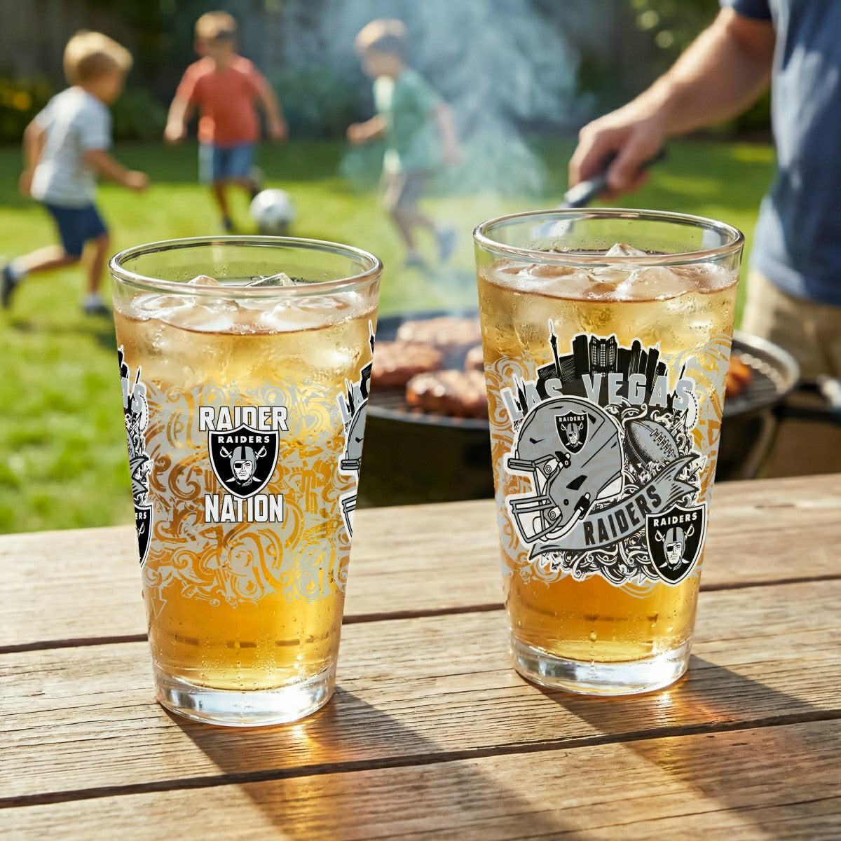 LAS VEGAS RAIDERS 16oz Glass pint, Set of 2 - NFL Home