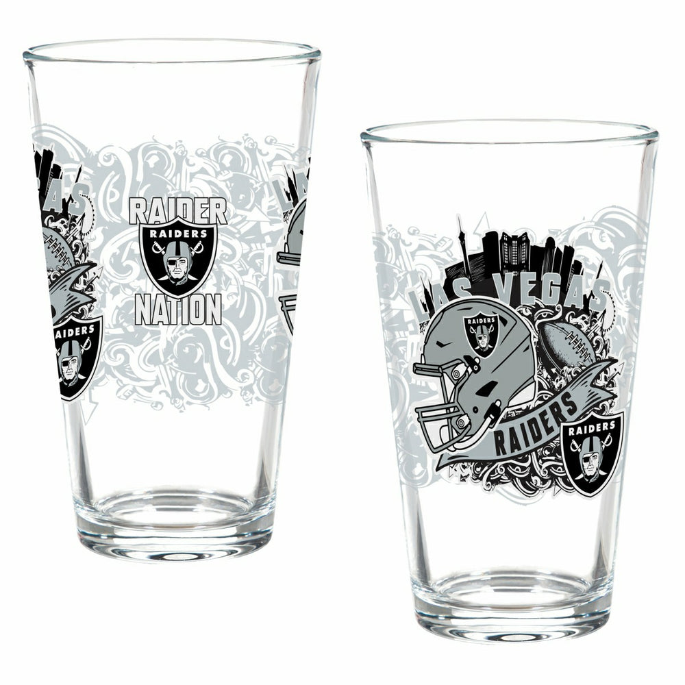 LAS VEGAS RAIDERS 16oz Glass pint, Set of 2 - NFL Home