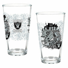 LAS VEGAS RAIDERS 16oz Glass pint, Set of 2 - NFL Home