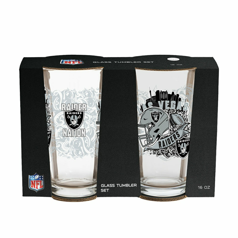 LAS VEGAS RAIDERS 16oz Glass pint, Set of 2 - NFL Home