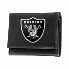 Las Vegas Raiders Black Tri-Fold Embroidered Wallet w/ RFID Blocking - NFL Home