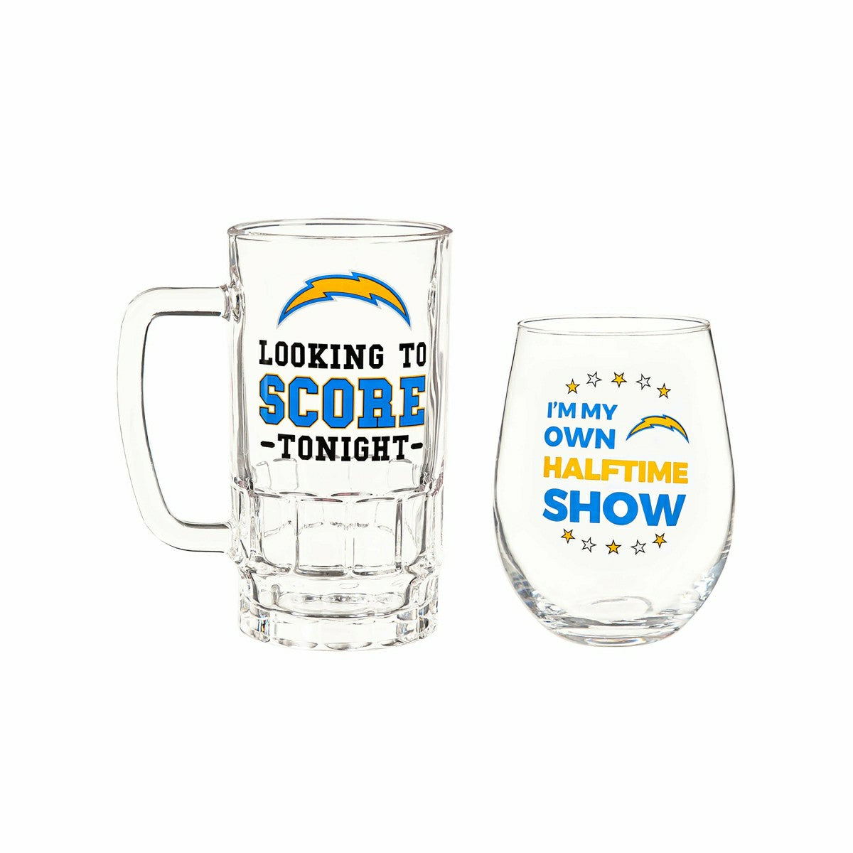 Los Angeles Chargers, Stemless 17OZ Wine & Beer 16 OZ Gift Set - NFL Home