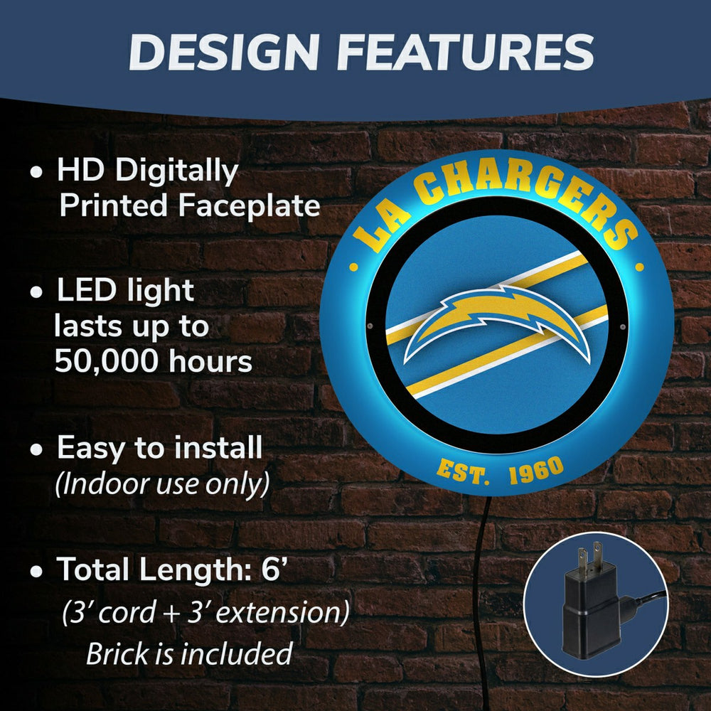 Los Angeles Chargers, Metal Lite, Round - NFL