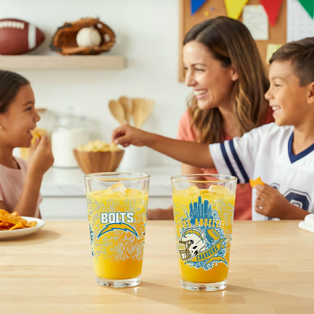 Los Angeles Chargers 16oz Glass pint, Set of 2 - NFL Home