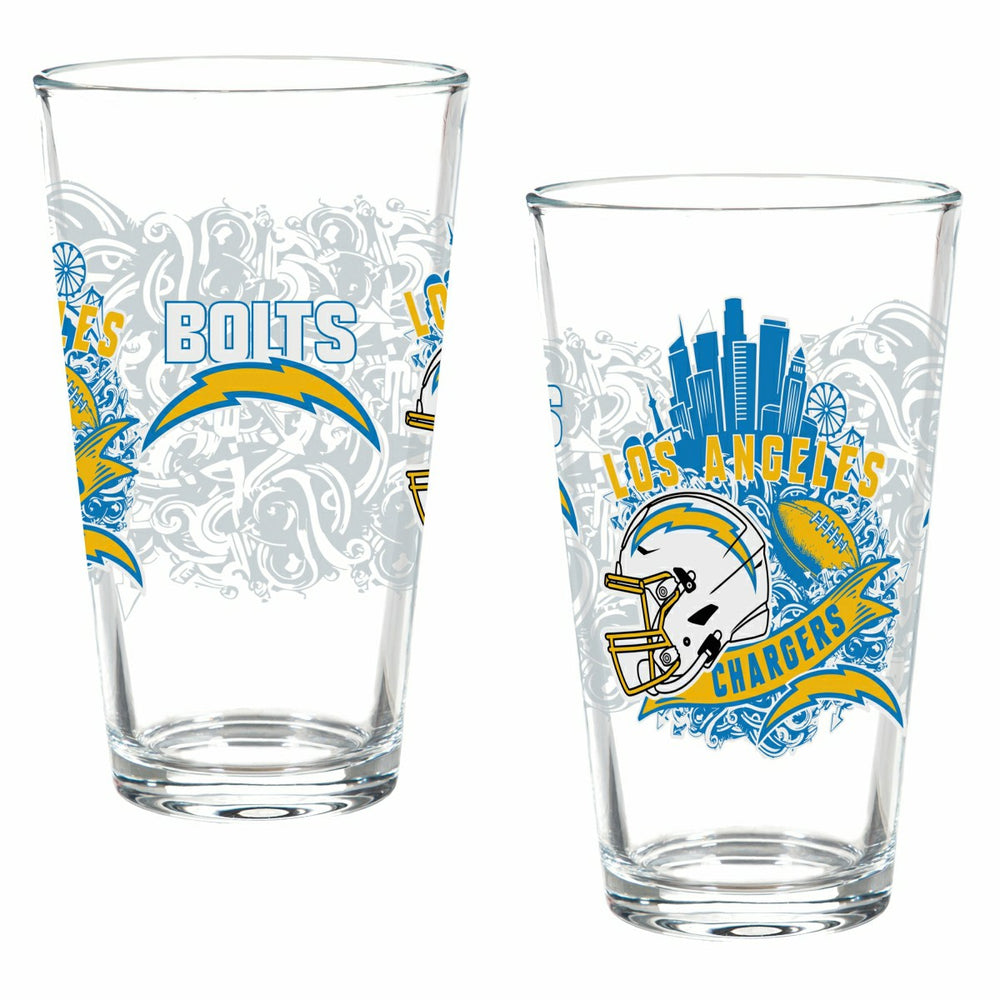 Los Angeles Chargers 16oz Glass pint, Set of 2 - NFL Home