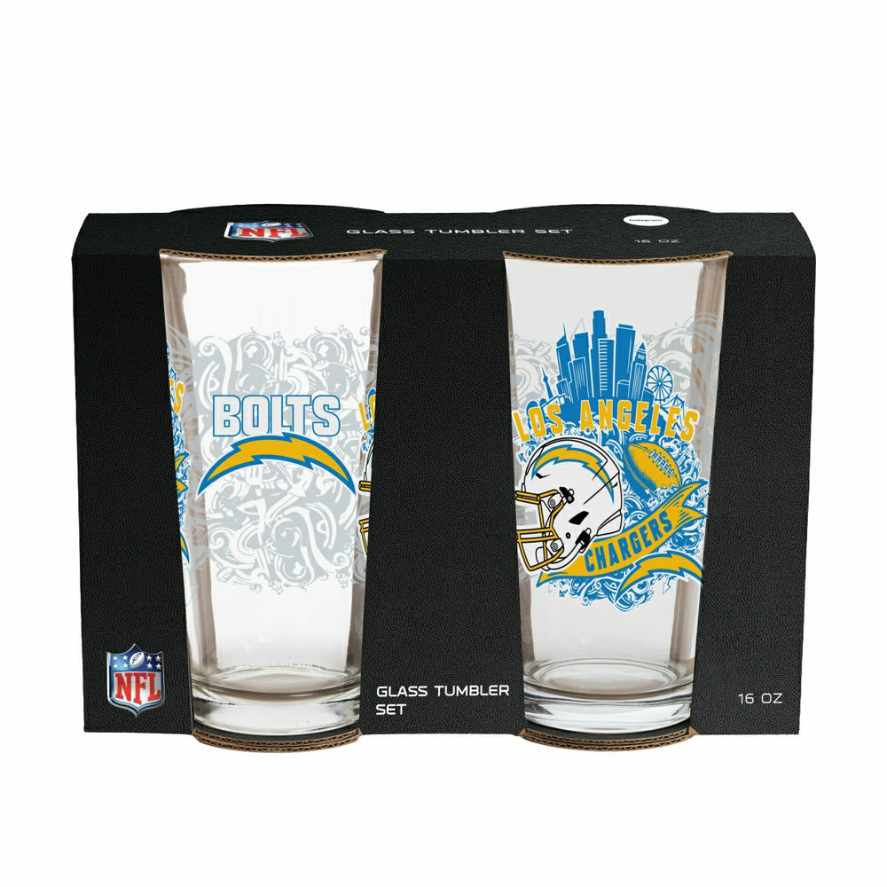 Los Angeles Chargers 16oz Glass pint, Set of 2 - NFL Home