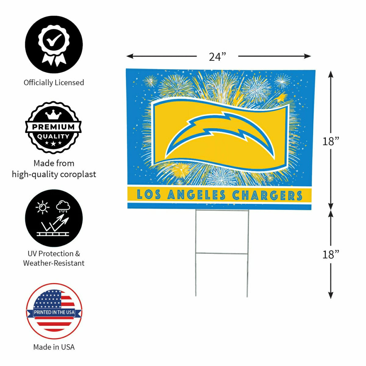 Los Angeles Chargers Yard Sign, Patriotic - NFL Home