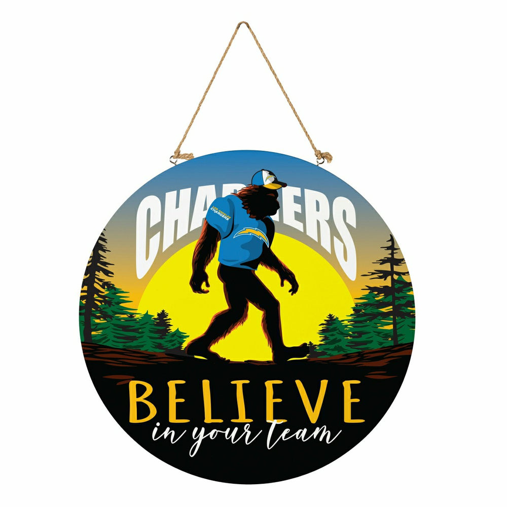 Los Angeles Chargers Bigfoot Round Door Décor with Hanging Rope, 18x18 - NFL Home