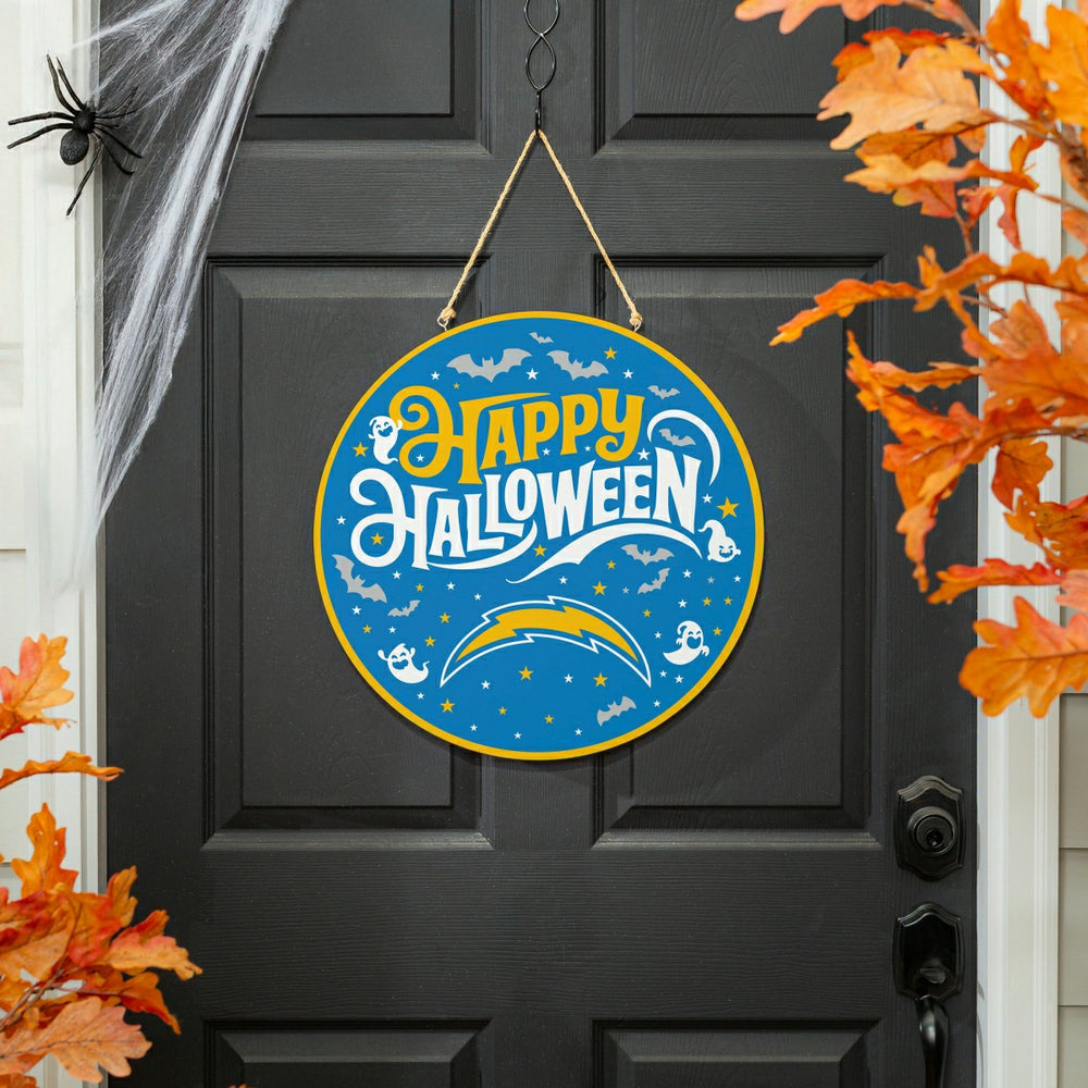 Los Angeles Chargers Halloween Round Door Décor with Hanging Rope, 18x - NFL Home