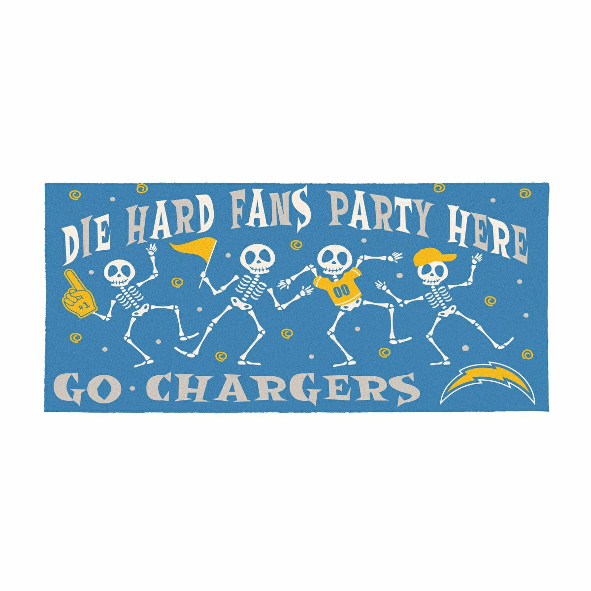 Los Angeles Chargers Flocked Coir Halloween Sassafras Switch Mat, 22"x - NFL