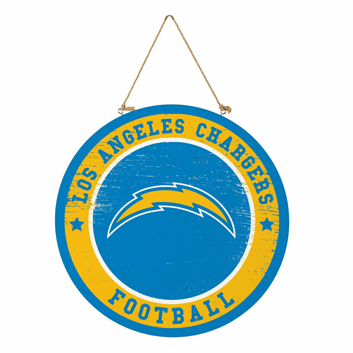 Los Angeles Chargers Round Door Décor with Hanging Rope, 18x18 - NFL Home