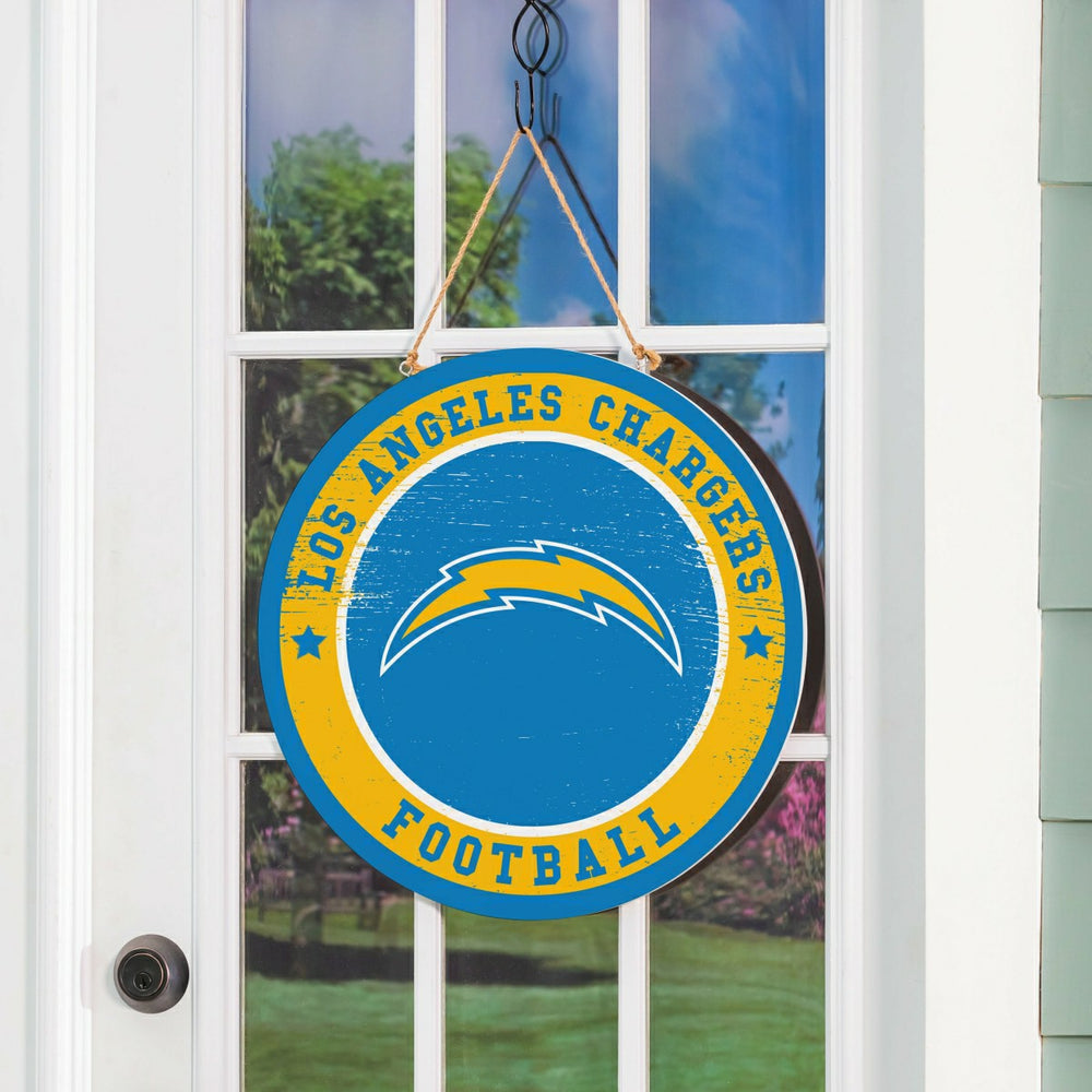 Los Angeles Chargers Round Door Décor with Hanging Rope, 18x18 - NFL Home