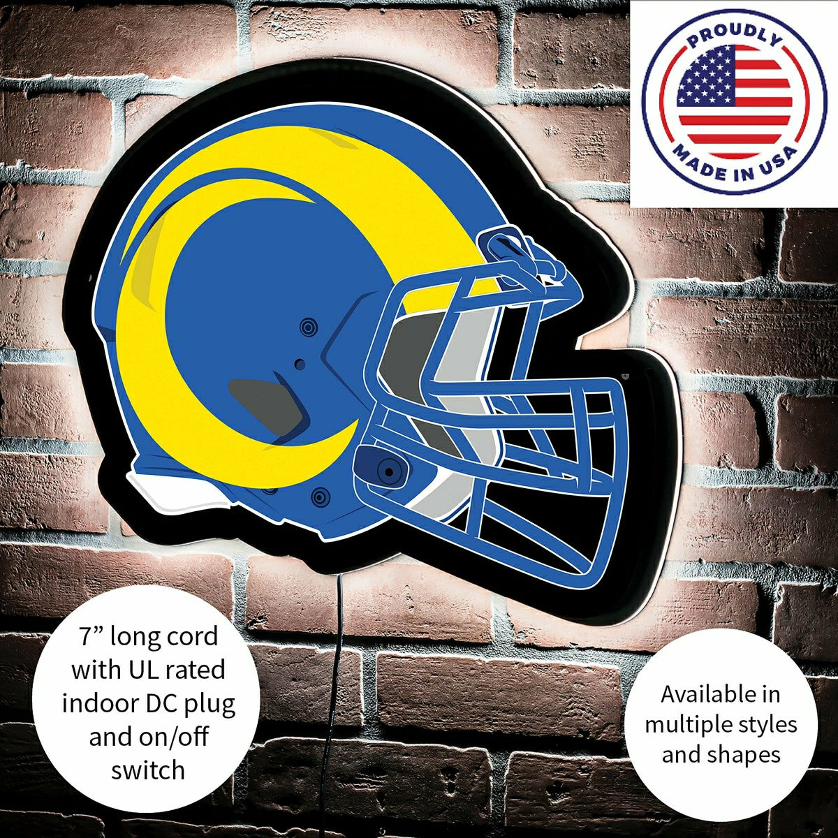 LED Wall Decor, Helmet, Los Angeles Rams - NFL Home