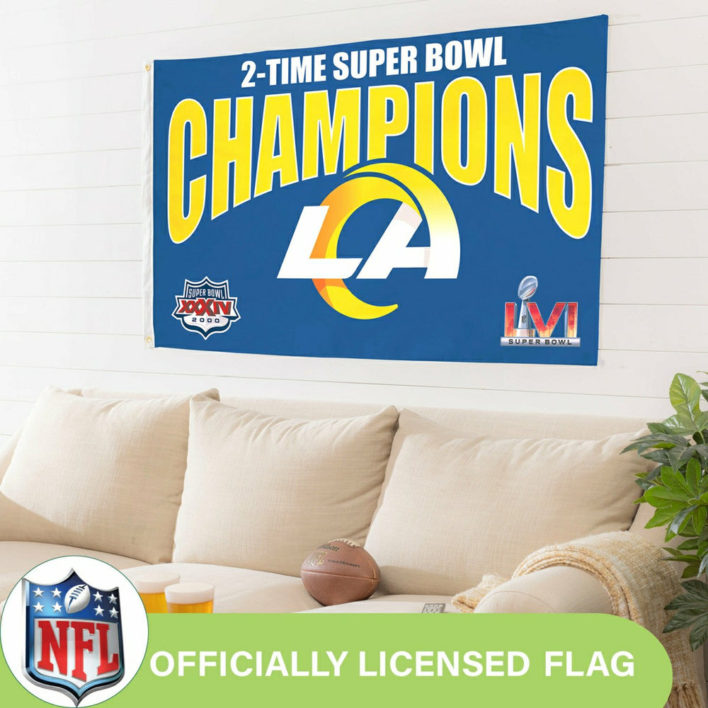 LA Rams, Super Bowl 2X Superbowl Champions, Football, 3x5 Flag - NFL Home
