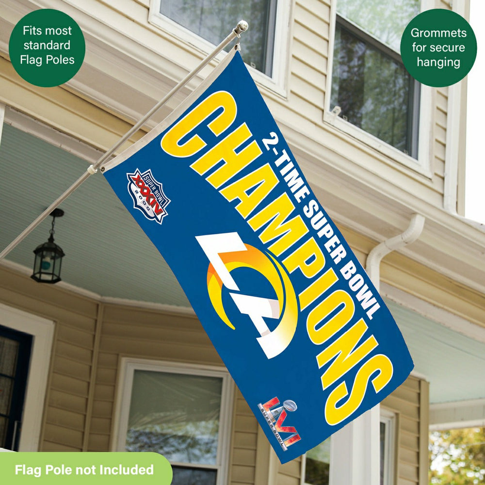 LA Rams, Super Bowl 2X Superbowl Champions, Football, 3x5 Flag - NFL Home