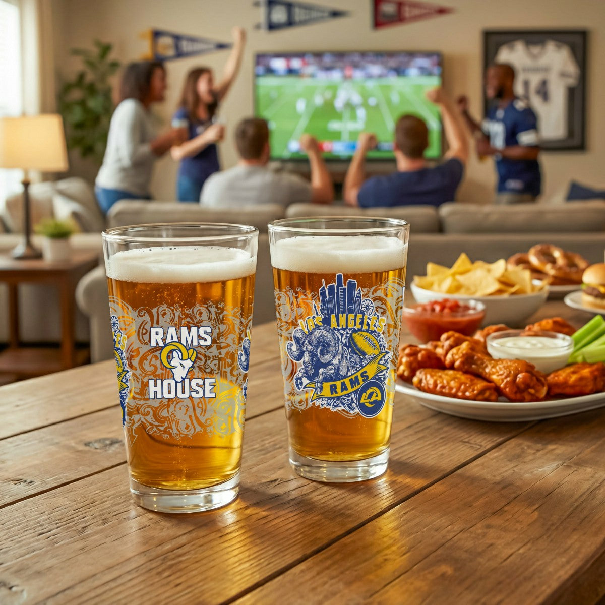 Los Angeles Rams 16oz Glass pint, Set of 2 - NFL Home