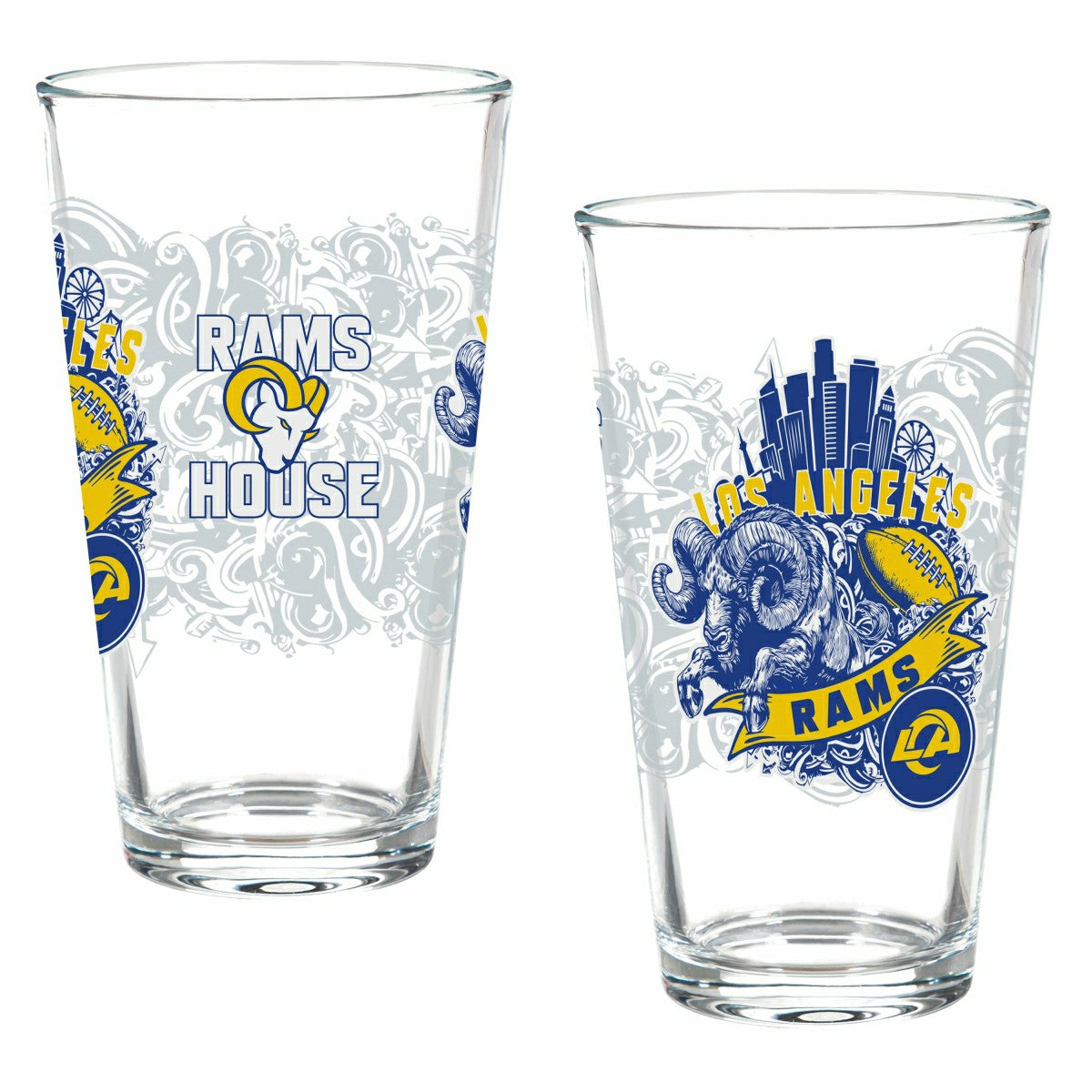 Los Angeles Rams 16oz Glass pint, Set of 2 - NFL Home