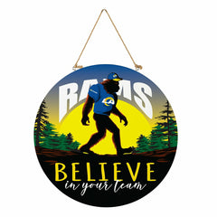 Los Angeles Rams Bigfoot Round Door Décor with Hanging Rope, 18x18 - NFL Home