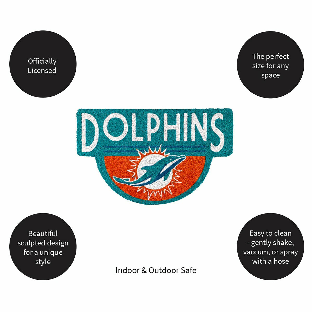 NFL Shaped Coir Door Mat, Dolphins - NFL