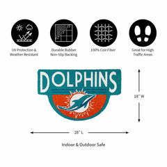 NFL Shaped Coir Door Mat, Dolphins - NFL